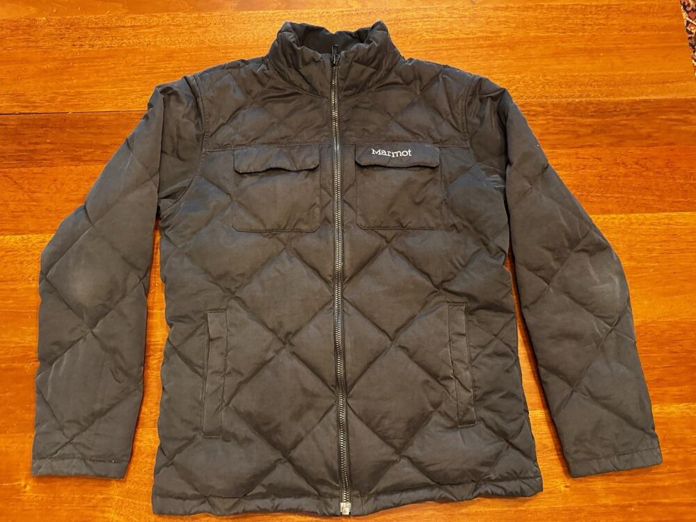 Marmot 600 Fill Jacket Black Diamond Quilted Winter Zip Up Down